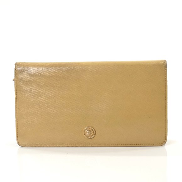 Chanel Handbags - Auth Chanel Long Wallet Beige Leather #7070C71